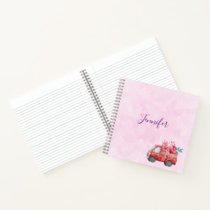 Cute Love Truck with Heart Cargo Watercolor Notebook