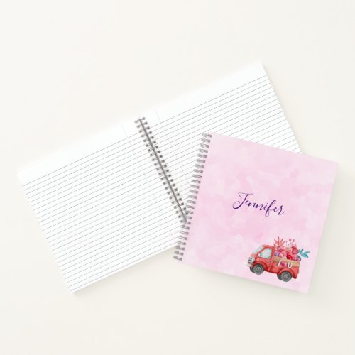 Cute Love Truck with Heart Cargo Watercolor Notebook