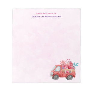 Cute Love Truck with Heart Cargo Watercolor Notepad