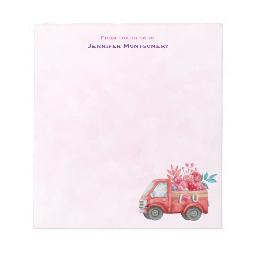 Cute Love Truck with Heart Cargo Watercolor Notepad