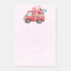 Cute Love Truck with Heart Cargo Watercolor Post-it Notes