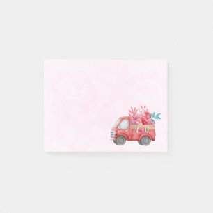 Cute Love Truck with Heart Cargo Watercolor Post-it Notes