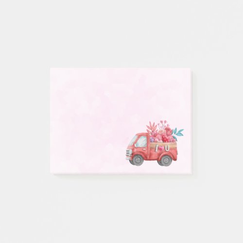 Cute Love Truck with Heart Cargo Watercolor Post_it Notes