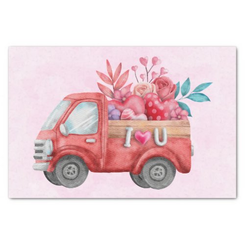 Cute Love Truck with Heart Cargo Watercolor Tissue Paper