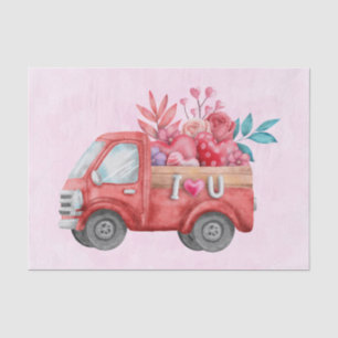 Cute Love Truck with Heart Cargo Watercolor Tissue Paper