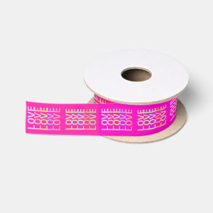 Cute "LOVE" Typography on Hot Pink and Red Satin Ribbon