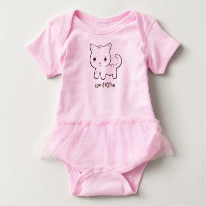 Cute Love White Kitten Pink Baby Tutu Baby Bodysuit