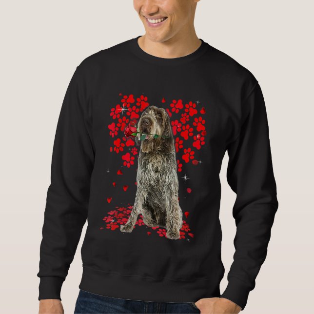 Cute Love Wirehaired Pointing Griffon Dog Valentin Sweatshirt (Front)