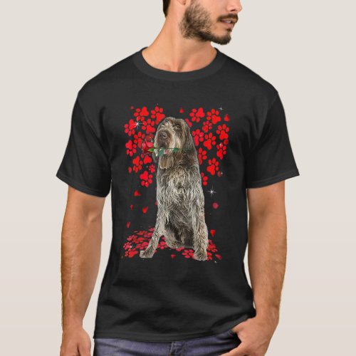 Cute Love Wirehaired Pointing Griffon Dog Valentin T_Shirt