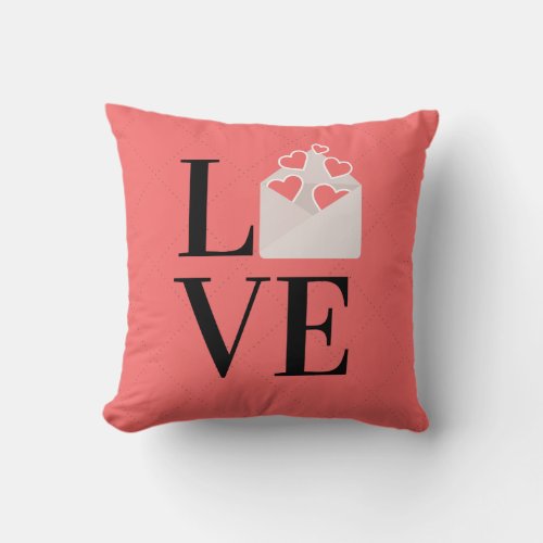 Cute Love with love note Cushion Modern dusty rose