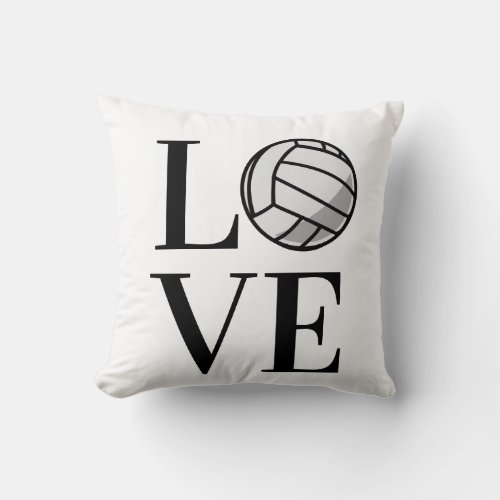 Cute Love with Volley ball  Modern white  gray Throw Pillow