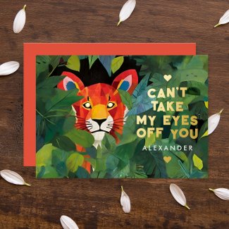 Cute Love Words Colorful Jungle Wild Tiger Painted