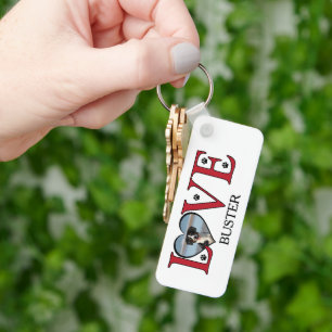 Cute Love Words with Dogs Photo Keychain
