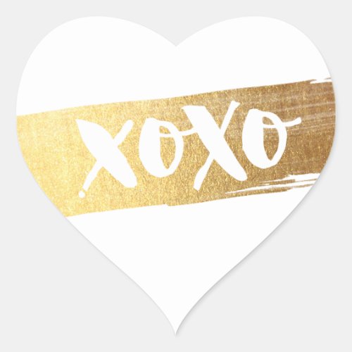 CUTE LOVE XOXO HEART modern gold brush stroke Heart Sticker