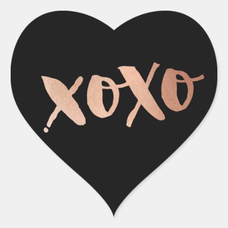 Cute Love Xoxo Heart Modern Rose Gold Trendy Black Heart Sticker