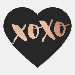 CUTE LOVE XOXO HEART modern rose gold trendy black Heart Sticker