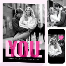Cute Love You 3 Photos Valentine's Day Black Pink