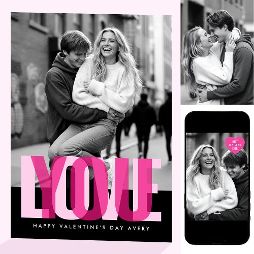 Cute Love You 3 Photos Valentine's Day Black Pink