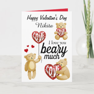 Cute Love You Beary Much Valentine's Card