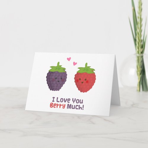 Cute Love You Berry Much Pun Humor Holiday Card