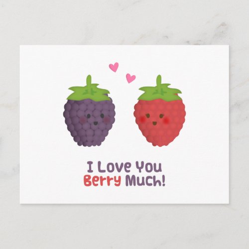 Cute Love You Berry Much Pun Humor Postcard