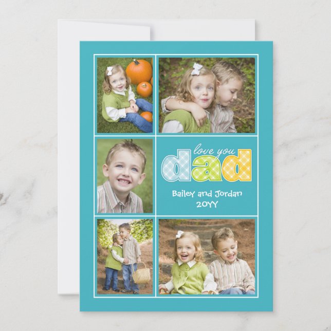 Cute Love You Dad Collage Photo Father's Day Card (Front)