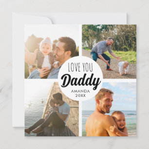 Cute Love You 'Daddy' Custom Photo Collage Holiday Card