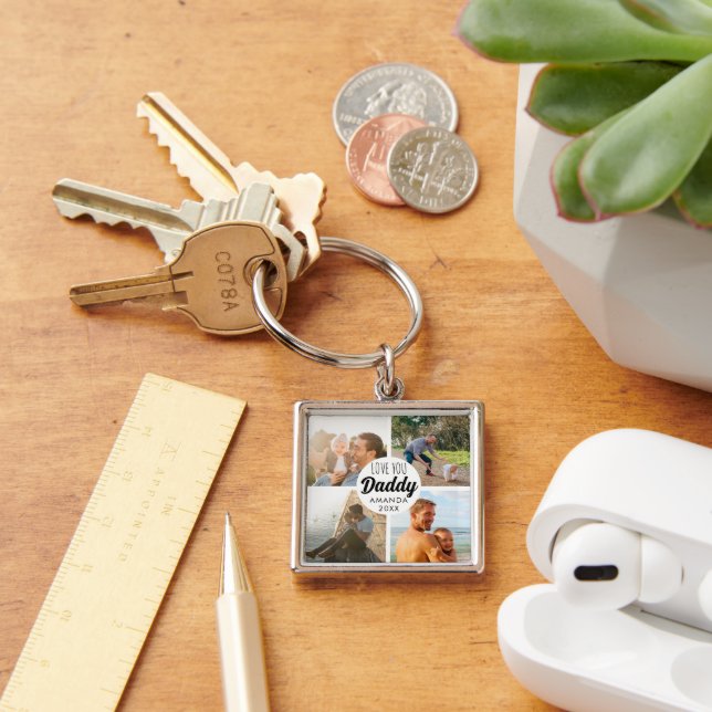 Cute Love You 'Daddy' Custom Photo Collage  Keychain (Desk)