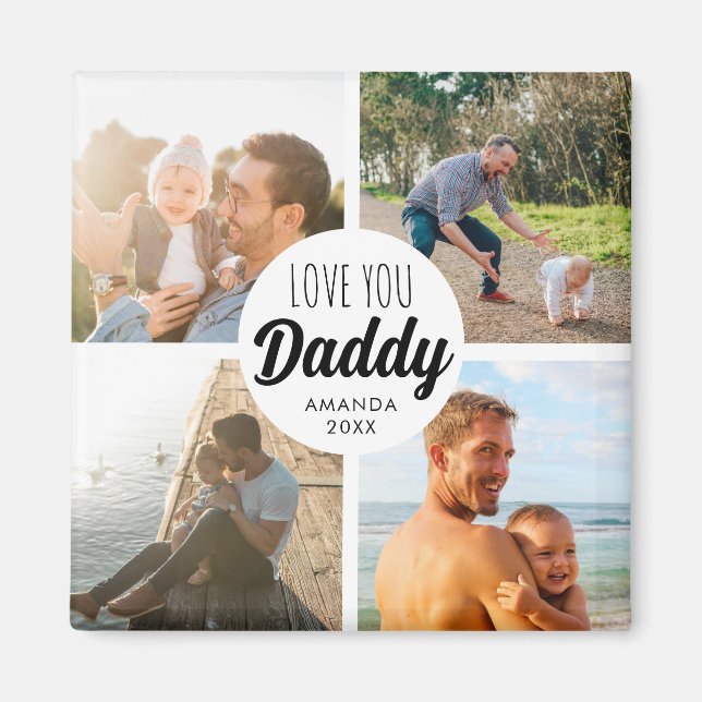 Cute Love You 'Daddy' Custom Photo Collage  Magnet (Front)