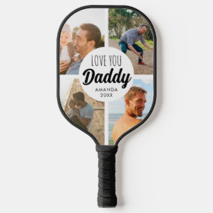 Cute Love You 'Daddy' Custom Photo Collage Pickleball Paddle