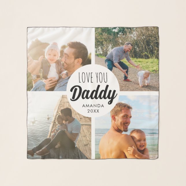 Cute Love You 'Daddy' Custom Photo Collage  Scarf (Front)