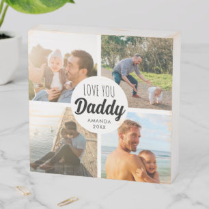 Cute Love You 'Daddy' Custom Photo Collage Wooden Box Sign