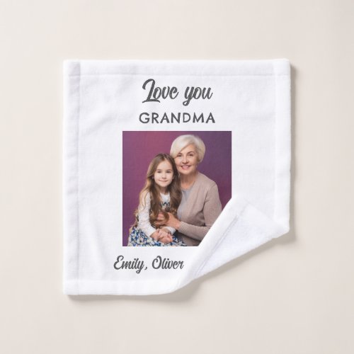 Cute Love you Grandma Photo Mothers Day Wash Cloth