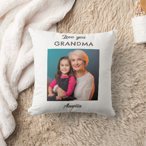 Cute Love you Grandma Photo Throw Pillow
