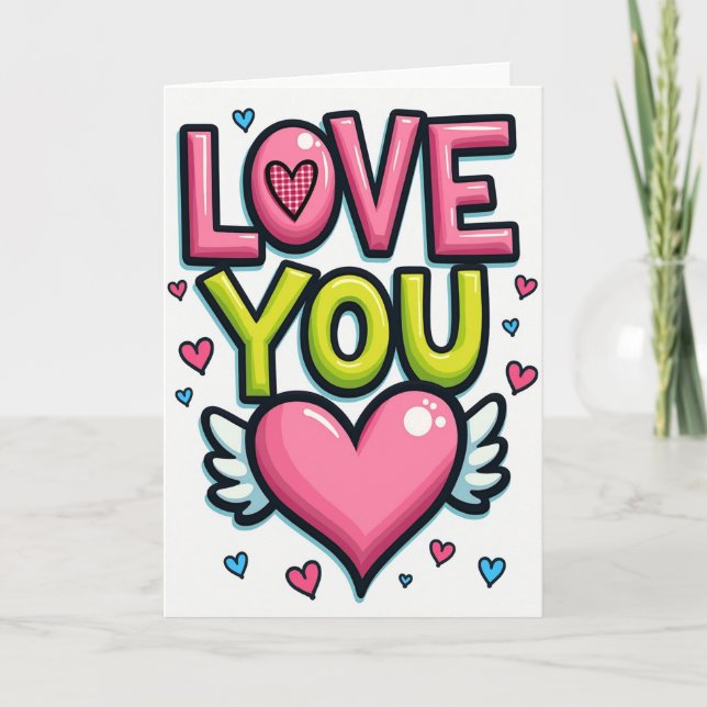 Cute Love You Heart Card (Front)