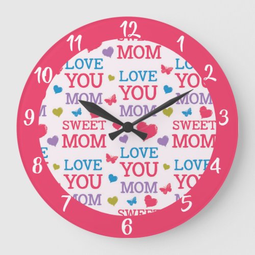 Cute Love You Mom Quote Mothers Day Celebration Large Clock