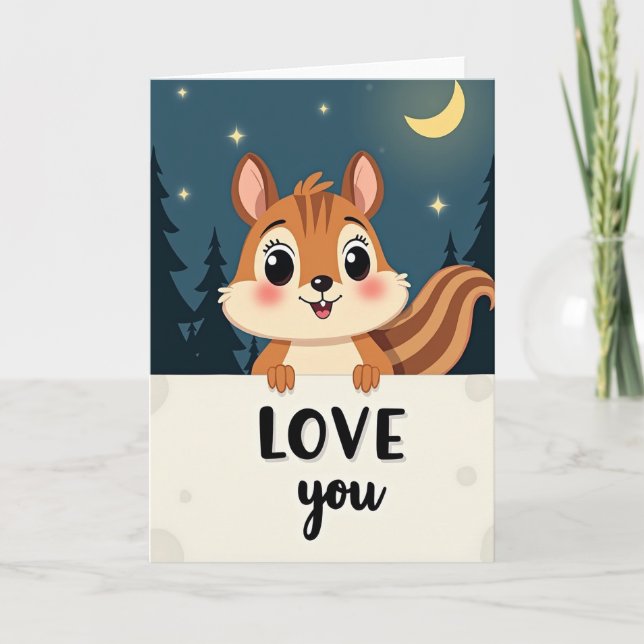 Cute Love You Squirrel Card (Front)