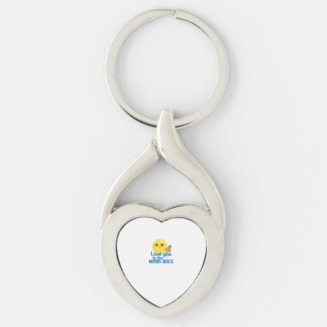 Cute Love You To The Moon And Back Rocket Space Wh Keychain (Front)