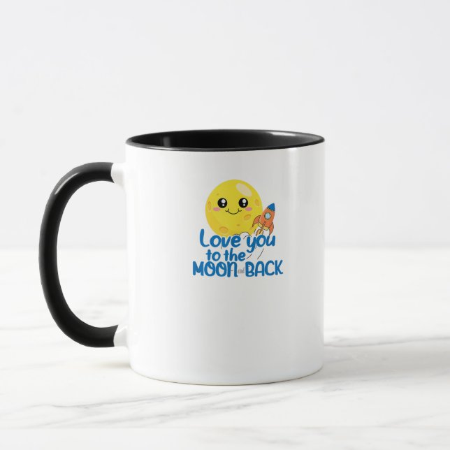 Cute Love You To The Moon And Back Rocket Space Wh Mug (Left)