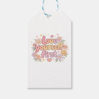 Cute Love Yourself Floral Quote Design | Aesthetic Gift Tags