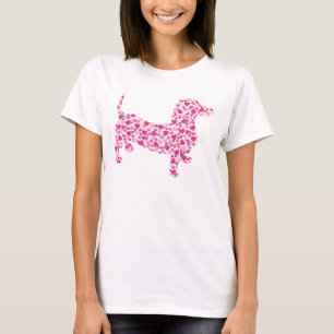 Cute Loveable Dachshund of Little Pink Hearts T-Shirt