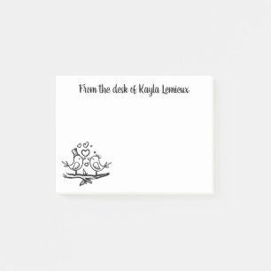 Cute Lovebird Black White Kissing Love Birds Post-it Notes