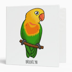 Cute lovebird cartoon parrot 3 ring binder