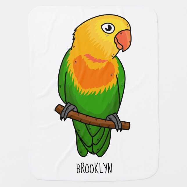 Cute lovebird cartoon parrot baby blanket (Front)