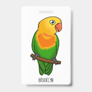 Cute lovebird cartoon parrot badge