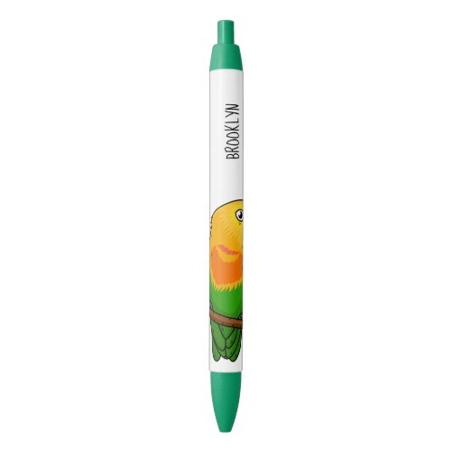 Cute lovebird cartoon parrot black ink pen