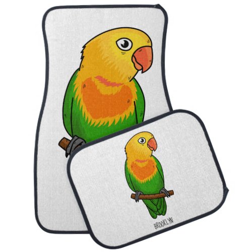 Cute lovebird cartoon parrot car floor mat