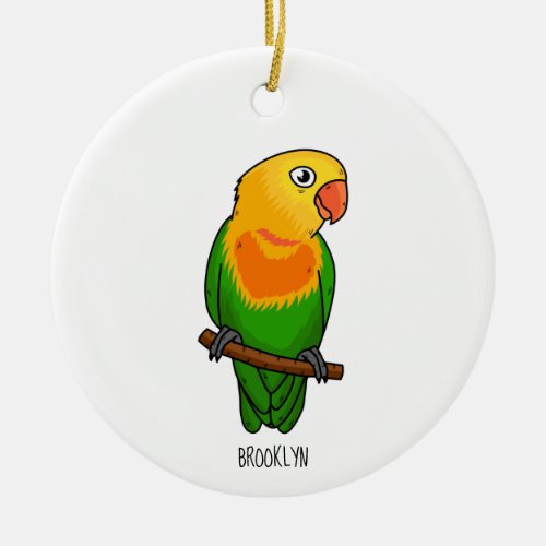 Cute lovebird cartoon parrot ceramic ornament