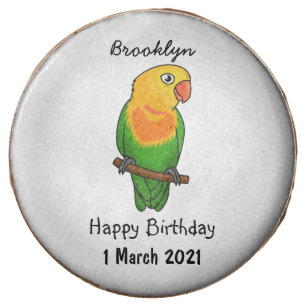 Cute lovebird cartoon parrot chocolate covered oreo