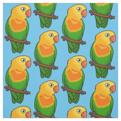Cute lovebird cartoon parrot fabric